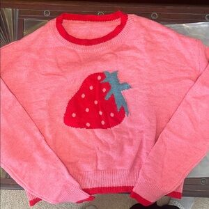 Strawberry Design Pink Sweater